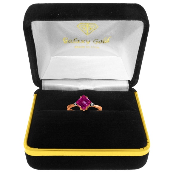 14K. SOLID GOLD RING WITH DIAMONDS & PINK TOPAZ - Picture 2 of 4